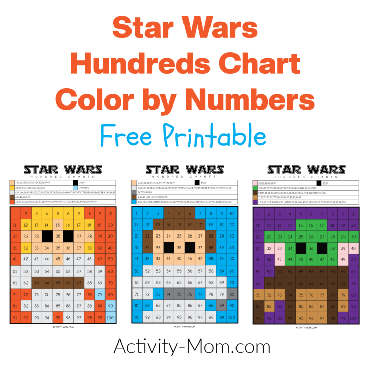 Star Wars Hundreds Chart Color by Number Free Printable